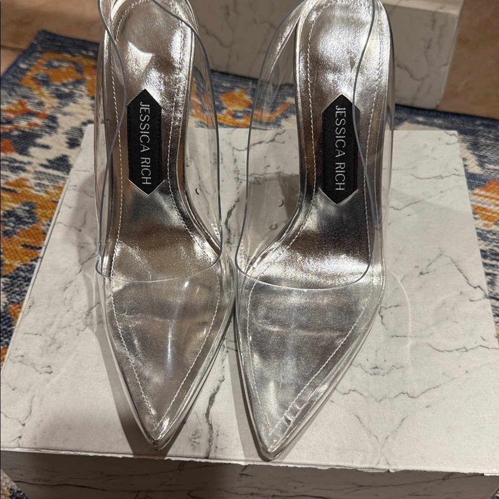 Jessica Rich Silver and Clear Stiletto Heels